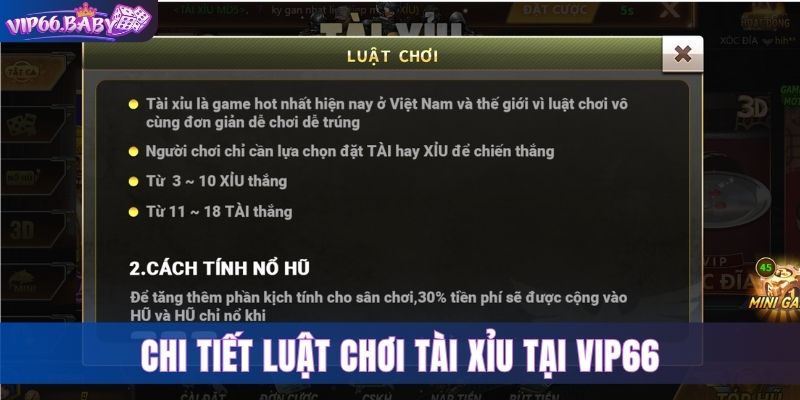 Chi tiết luật chơi Tài Xỉu tại Vip66